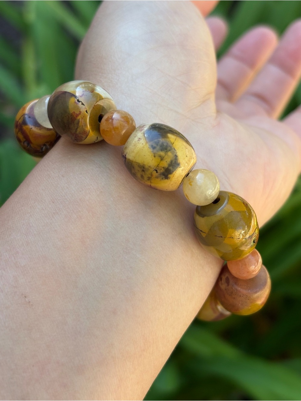 15mm Barrel Shape Earth Tone Yellow Agate Bracelet 7 In 2610 - Picture 7 of 8